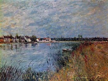 Alfred Sisley : Riverbank at Saint-Mammes